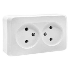 Розетка Systeme Electric Этюд двухместная без заземления наружная белая PA16-005B