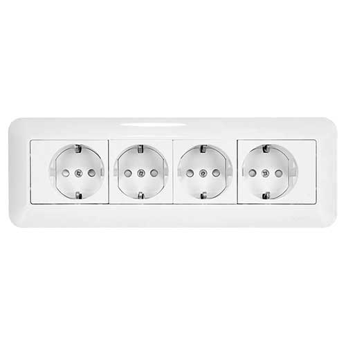Розетка Systeme Electric Этюд четырёхместная с заземлением наружная белая RA16-411M-B Розетка Systeme Electric Этюд четырёхместная с заземлением наружная белая RA16-411M-B