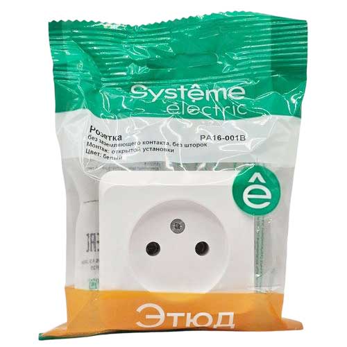 Розетка Systeme Electric Этюд без заземления наружная белая PA16-001B Розетка Systeme Electric Этюд без заземления наружная белая PA16-001B