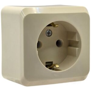 Розетка Systeme Electric Этюд с заземлением наружная кремовая PA16-003K