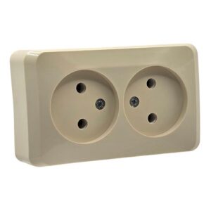 Розетка Systeme Electric Этюд двухместная без заземления наружная кремовая PA16-005K