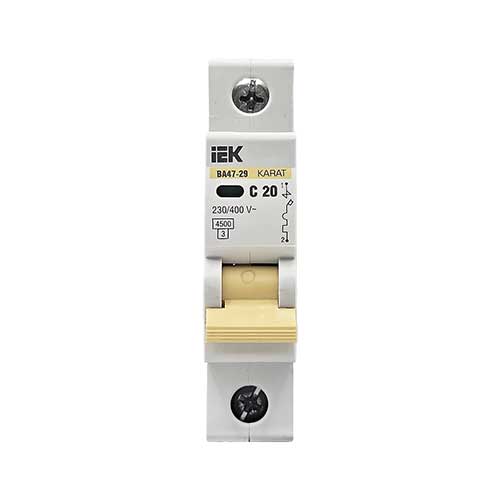 Автоматический выключатель IEK KARAT ВА47-29 1P 20A тип С 4,5 кА Автоматический выключатель IEK KARAT ВА47-29 1P 20A тип С 4,5 кА