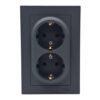 Розетка Systeme Electric AtlasDesign двойная с заземлением в сборе с рамкой грифель ATN000724