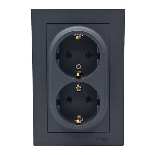 Розетка Systeme Electric AtlasDesign двойная с заземлением в сборе с рамкой грифель ATN000724 Розетка Systeme Electric AtlasDesign двойная с заземлением в сборе с рамкой грифель ATN000724