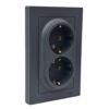 Розетка Systeme Electric AtlasDesign двойная с заземлением в сборе с рамкой грифель ATN000724