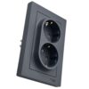 Розетка Systeme Electric AtlasDesign двойная с заземлением в сборе с рамкой грифель ATN000724