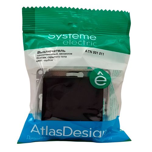 Выключатель Systeme Electric AtlasDesign 1-клавишный механизм карбон ATN001011 Выключатель Systeme Electric AtlasDesign 1-клавишный механизм карбон ATN001011