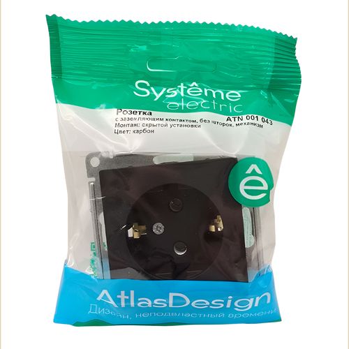 Розетка Systeme Electric AtlasDesign с заземлением 16А механизм карбон ATN001043 Розетка Systeme Electric AtlasDesign с заземлением 16А механизм карбон ATN001043
