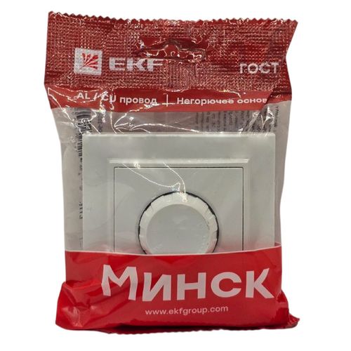 Диммер поворотный EKF Basic Минск 600 Вт белый в сборе с рамкой ERD06-101-10 Диммер поворотный EKF Basic Минск 600 Вт белый в сборе с рамкой ERD06-101-10