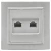 Розетка компьютерная RJ45 EKF Basic Минск двухместная категория 5E белая в сборе с рамкой ERK02-035-10