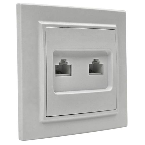Розетка компьютерная RJ45 EKF Basic Минск двухместная категория 5E белая в сборе с рамкой ERK02-035-10 Розетка компьютерная RJ45 EKF Basic Минск двухместная категория 5E белая в сборе с рамкой ERK02-035-10