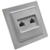 Розетка компьютерная RJ45 EKF Basic Минск двухместная категория 5E белая в сборе с рамкой ERK02-035-10