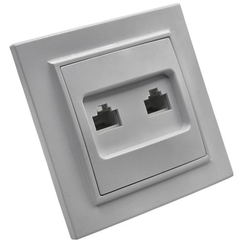 Розетка компьютерная RJ45 EKF Basic Минск двухместная категория 5E белая в сборе с рамкой ERK02-035-10 Розетка компьютерная RJ45 EKF Basic Минск двухместная категория 5E белая в сборе с рамкой ERK02-035-10