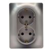 Розетка Systeme Electric Glossa двойная с заземлением алюминий GSL000324
