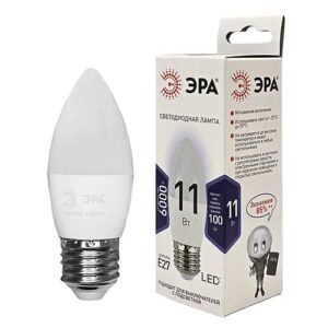 Светодиодная лампа ЭРА Standart свеча E27 11W 6000K 220V