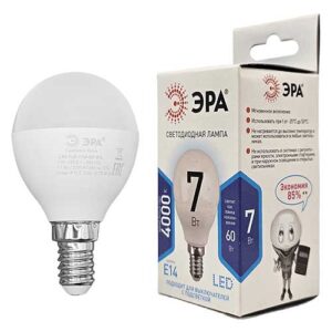 Лампа светодиодная ЭРА Standart шар E14 7W 4000K 220V