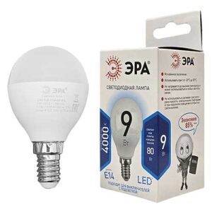 Лампа светодиодная ЭРА Standart шар E14 9W 4000K 220V