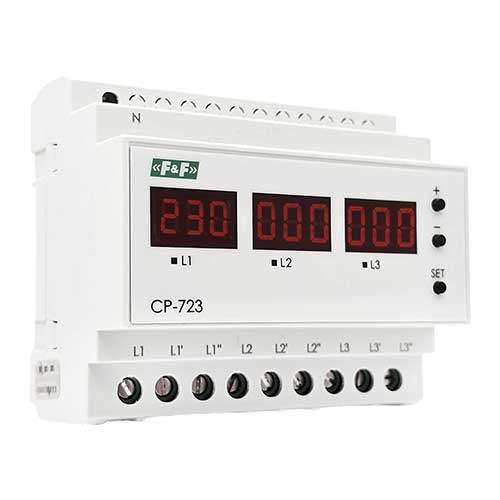 Реле напряжения трехфазное Евроавтоматика F&F CP-723 3Ф 63A 100-450 AC 6P Реле напряжения трехфазное Евроавтоматика F&F CP-723 3Ф 63A 100-450 AC 6P