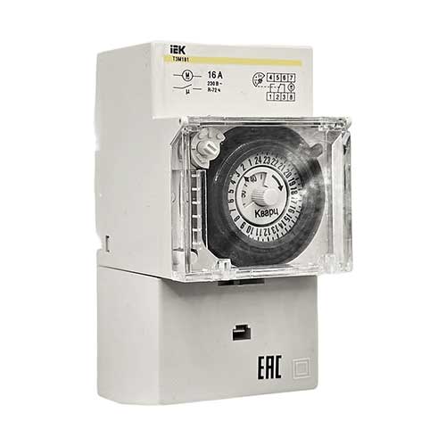 Таймер суточный IEK KARAT ТЭМ181 с запасом хода с перекидными контактами 16А Таймер суточный IEK KARAT ТЭМ181 с запасом хода с перекидными контактами 16А