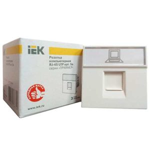 Розетка информационная IEK ПРАЙМЕР RJ-45 UTP категории 5E на 2 модуля для кабель-канала