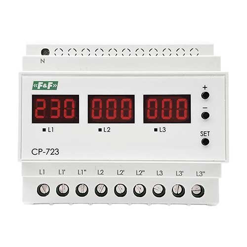 Реле напряжения трехфазное Евроавтоматика F&F CP-723 3Ф 63A 100-450 AC 6P Реле напряжения трехфазное Евроавтоматика F&F CP-723 3Ф 63A 100-450 AC 6P