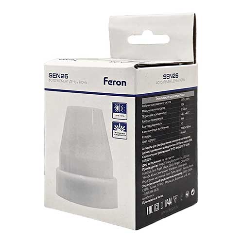Датчик освещенности накладной FERON SEN26 10A Датчик освещенности накладной FERON SEN26 10A