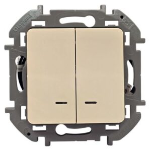 Выключатель Legrand Inspiria 2-клавишный с подсветкой механизм бежевый 673631