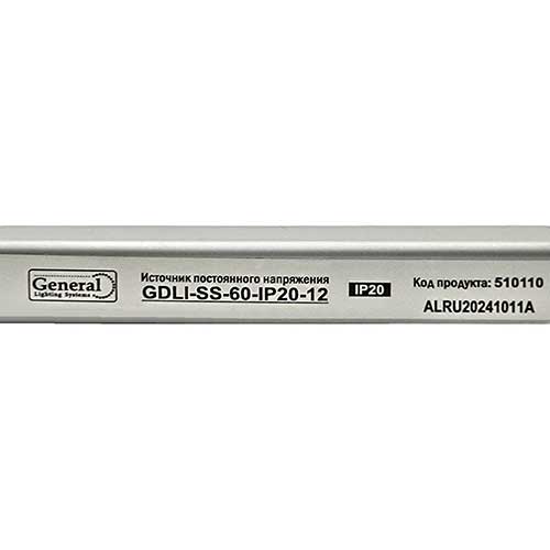Блок питания негерметичный General 12V 60W 5A IP20 ультратонкий металлический корпус Блок питания негерметичный General 12V 60W 5A IP20 ультратонкий металлический корпус