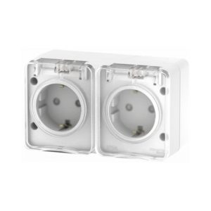 Розетка Schneider AtlasDesign Profi 54 белая 2-я с заземлением и шторками