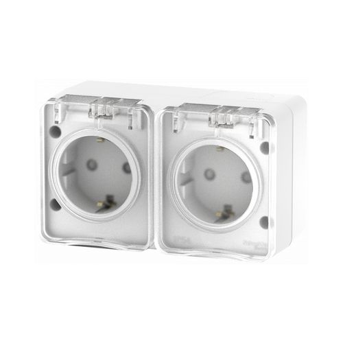 Розетка Schneider AtlasDesign Profi 54 белая 2-я с заземлением и шторками Розетка Schneider AtlasDesign Profi 54 белая 2-я с заземлением и шторками