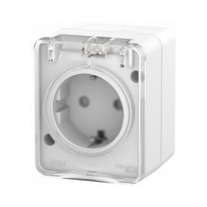 Розетка Schneider AtlasDesign Profi 54 с заземлением и шторками белая