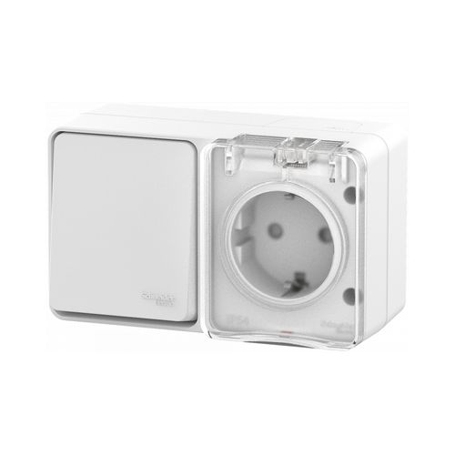 Блок Schneider AtlasDesign Profi 54 Розетка и Выключатель 1-клавиша белый Блок Schneider AtlasDesign Profi 54 Розетка и Выключатель 1-клавиша белый