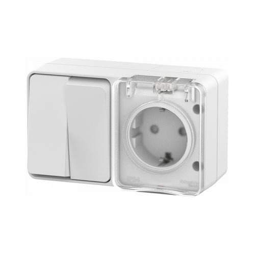 Блок Schneider AtlasDesign Profi 54 Розетка и Выключатель 2-клавиши белый Блок Schneider AtlasDesign Profi 54 Розетка и Выключатель 2-клавиши белый
