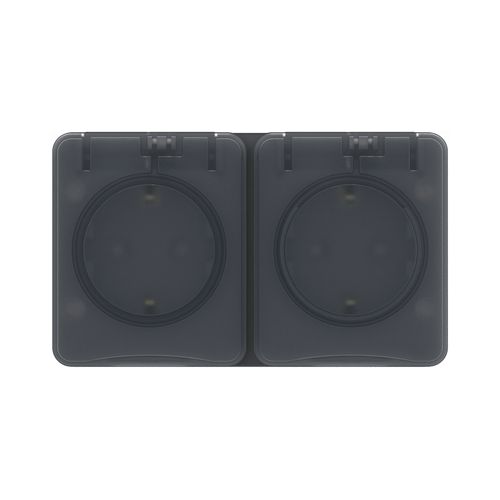 PROFI54 IP54 антрацит Розетка 2-я с заземлением и шторками наружная PROFI54 IP54 антрацит Розетка 2-я с заземлением и шторками наружная