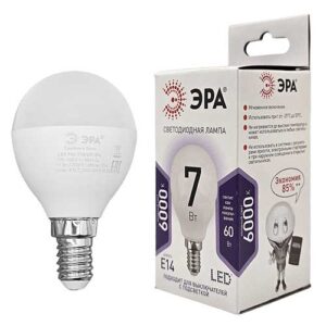 Лампа светодиодная ЭРА Standart шар E14 7W 6000K 220V