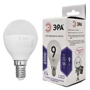 Лампа светодиодная ЭРА Standart шар E14 9W 6000K 220V