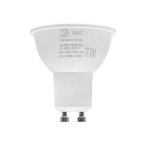 Светодиодная лампа ЭРА Standart MR16 GU10 10W 6000K 220V Светодиодная лампа ЭРА Standart MR16 GU10 10W 6000K 220V