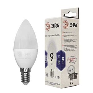 Светодиодная лампа ЭРА Standart свеча E14 9W 6000K 220V