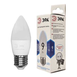 Лампа светодиодная ЭРА Standart свеча E27 9W 4000K 220V