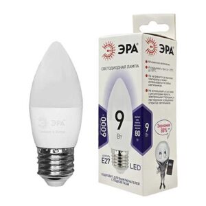 Лампа светодиодная ЭРА Standart свеча E27 9W 6000K 220V