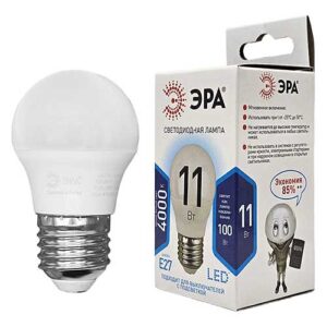 Лампа светодиодная ЭРА Standart шар E27 11W 4000K 220V