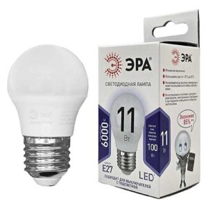 Лампа светодиодная ЭРА Standart шар E27 11W 6000K 220V