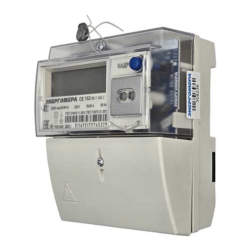 Счётчик однофазный многотарифный Энергомера CE102 R5.1 145-J 5-60A с ЖК-индикатором Счётчик однофазный многотарифный Энергомера CE102 R5.1 145-J 5-60A с ЖК-индикатором