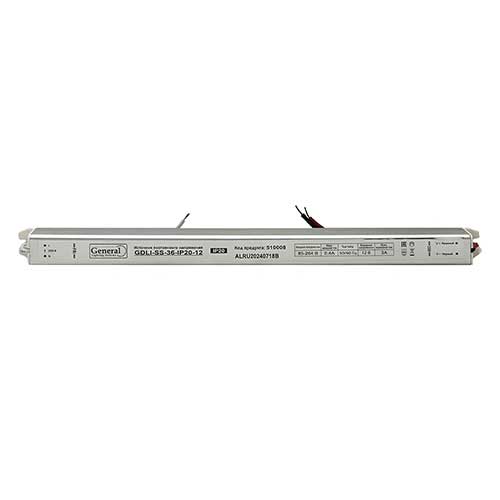 Блок питания негерметичный General 12V 36W 3A IP20 ультратонкий металлический корпус Блок питания негерметичный General 12V 36W 3A IP20 ультратонкий металлический корпус