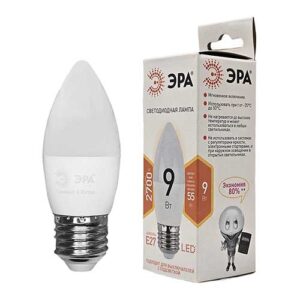 Лампа светодиодная ЭРА Standart свеча E27 9W 2700K 220V