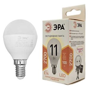 Лампа светодиодная ЭРА Standart шар E14 11W 2700K 220V
