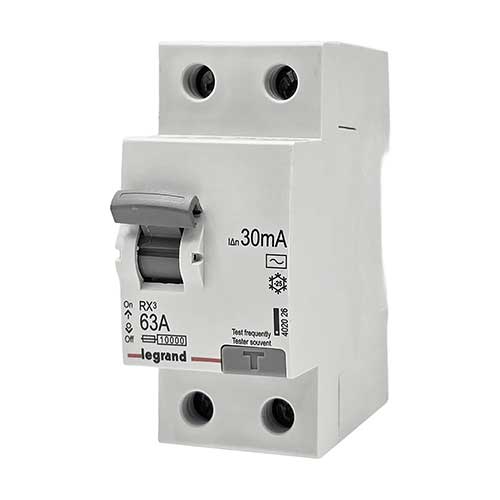Выключатель дифференциальный (УЗО) Legrand RX3 2P 63A 30mA тип AC Выключатель дифференциальный (УЗО) Legrand RX3 2P 63A 30mA тип AC