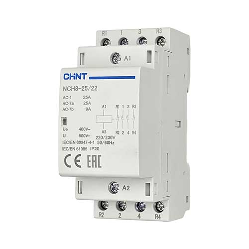 Контактор модульный CHINT 25А 2НО+2НЗ 230В 50Гц Контактор модульный CHINT 25А 2НО+2НЗ 230В 50Гц