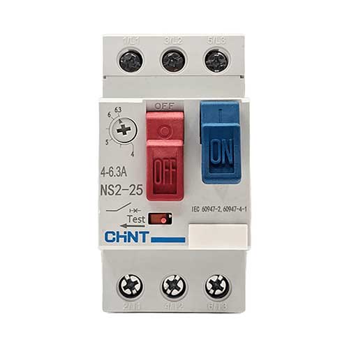 Автомат защиты двигателя CHINT 4-6,3 А 15 kA серия NS2-25 с кнопками Автомат защиты двигателя CHINT 4-6,3 А 15 kA серия NS2-25 с кнопками