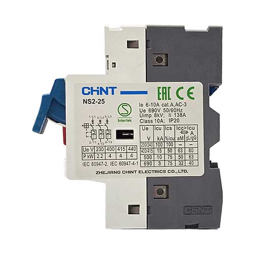 Автомат защиты двигателя CHINT 6-10 А 15 kA серия NS2-25 с кнопками Автомат защиты двигателя CHINT 6-10 А 15 kA серия NS2-25 с кнопками